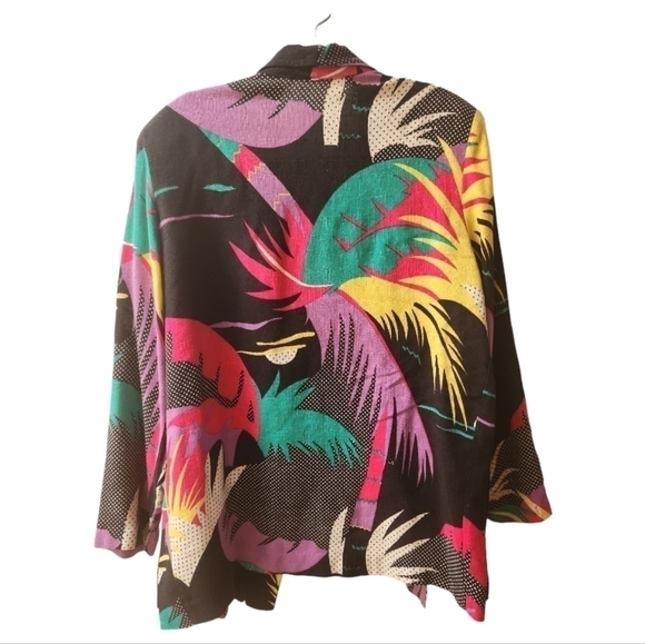 Tropical Bold print rayon blend oversized Jacket VTG 80s - Picture 2 of 7